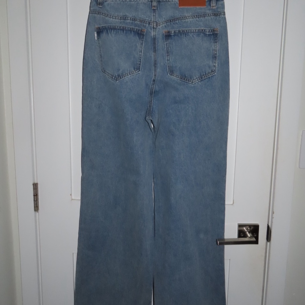 Princess Polly Blue Flare Wide Leg Jeans - Picture 2 of 2